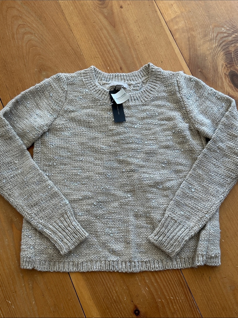 Banana Republic Open Back Taupe/Silver Crewneck Sweater